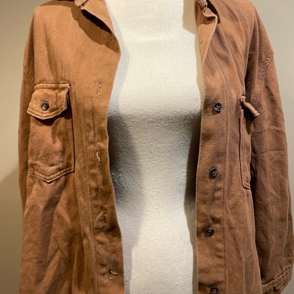 Princess Polly Neve Top Brown Over Shirt Button Down Top - Picture 9 of 13